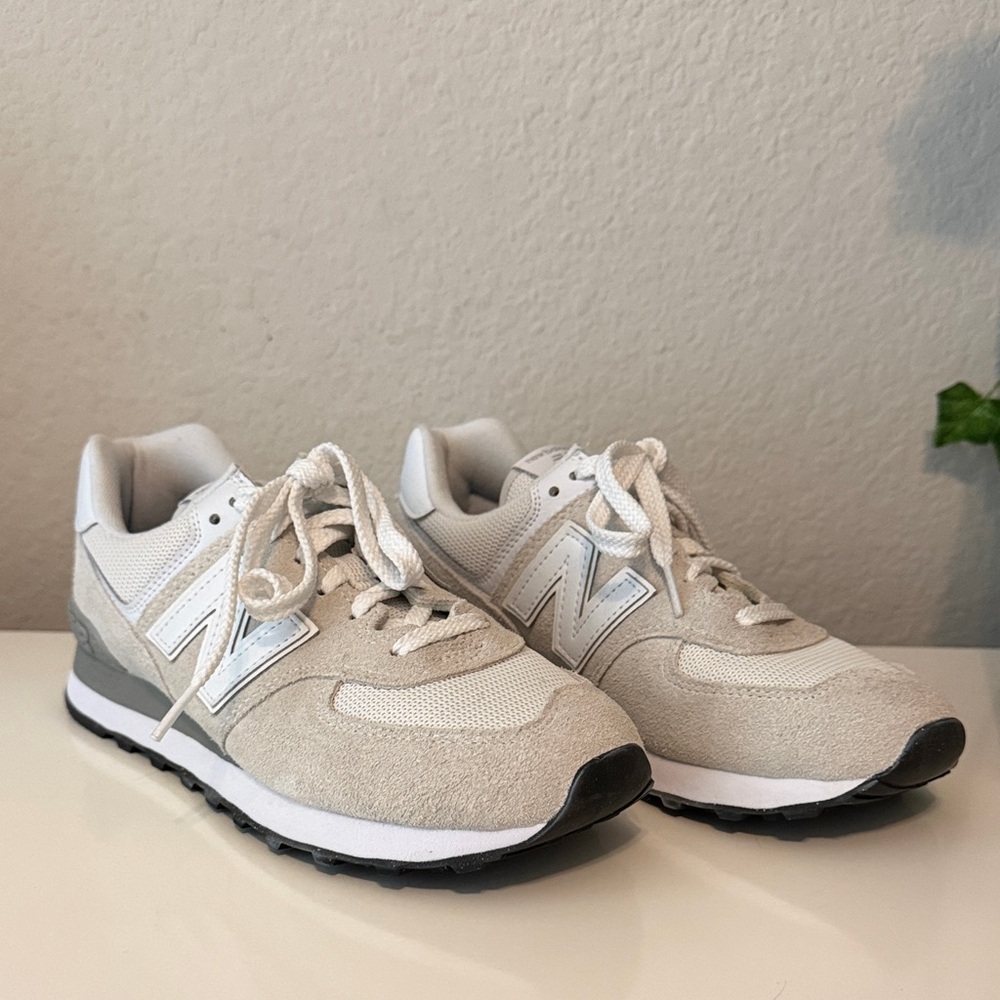 New Balance Women's Beige and White Sneakers